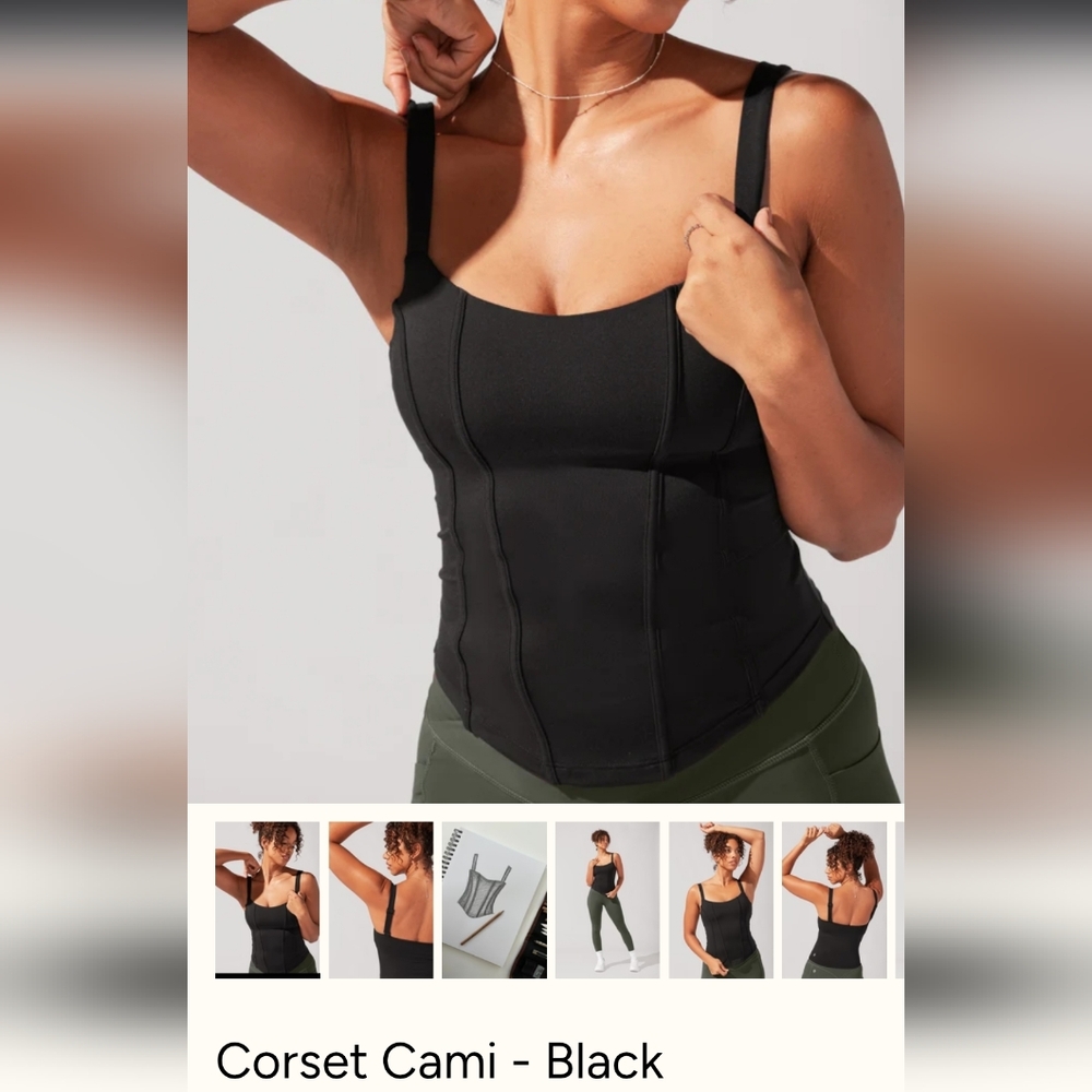 NWT POPFLEX Black Corset-Style Tank